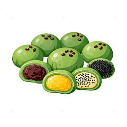 绿色抹茶糕点插画设计素材