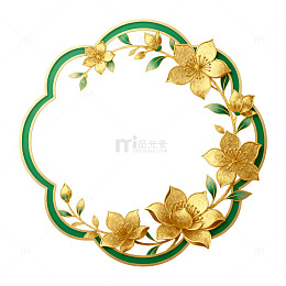 金色花卉圆形装饰图案
