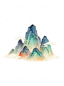 水墨山水画云雾缭绕