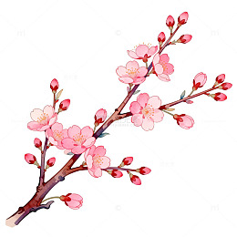 樱花绽放春天花卉插画