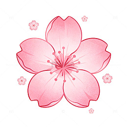 水彩樱花图案插画设计元素