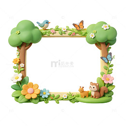 卡通风春天相框装饰设计