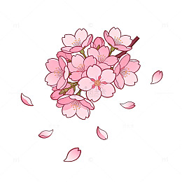 卡通樱花盛开插画素材