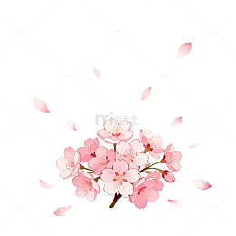 樱花盛开手绘插画素材