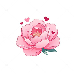 卡通风格粉色牡丹图案设计元素