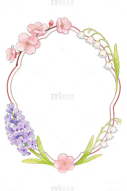 水彩花卉花环边框插画