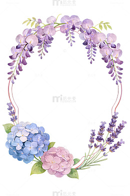 水彩花卉相框装饰图案设计素材