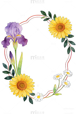 春日水彩花卉边框设计素材
