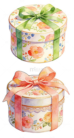 手绘风格的圆形礼盒