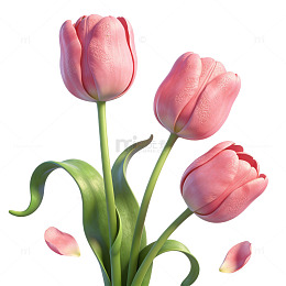 粉色郁金香花卉插画素材