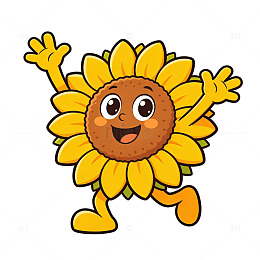 卡通向日葵笑脸表情插画