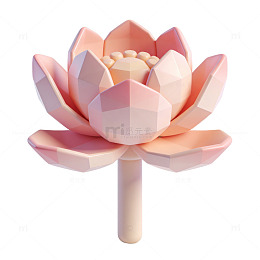 低多边形粉色荷花图形设计