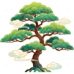 中国风松树插画设计素材