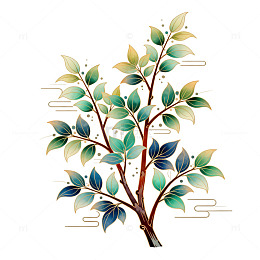 水彩树木装饰图案