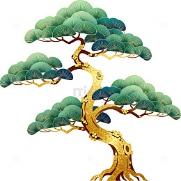 金色松树图案装饰素材