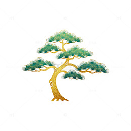 金色松树图案装饰素材