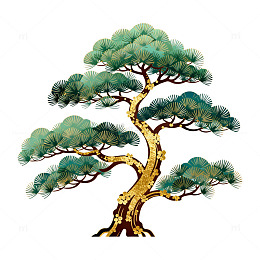传统风格松树插画设计素材