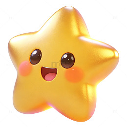 萌趣卡通亮面星星贴纸元素