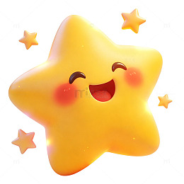 治愈手绘立体发光星星元素