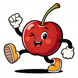 卡通樱桃跑步形象