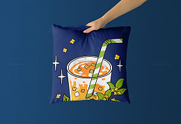 文创产品展示图  方形枕头产品样机