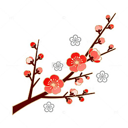 梅花枝插画设计素材