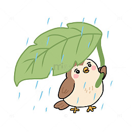 春雨小鸟避雨免抠元素