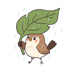 春天春雨小鸟避雨免抠元素