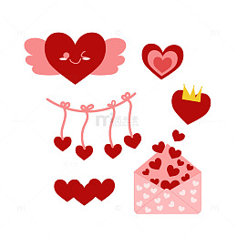 浪漫情人节爱心装饰图案矢量素材