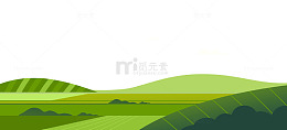 绿色山丘风景矢量插画