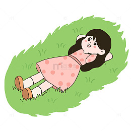 春天草地休息免抠元素