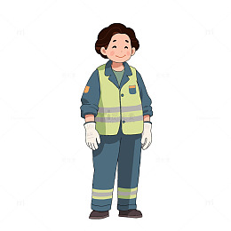 环卫工人插画元素