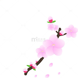 樱花枝条卡通插画设计元素