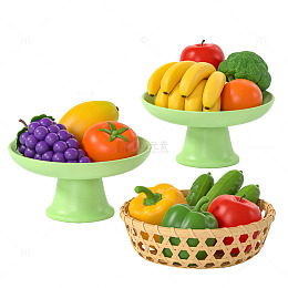 绿色陶瓷水果盘套装