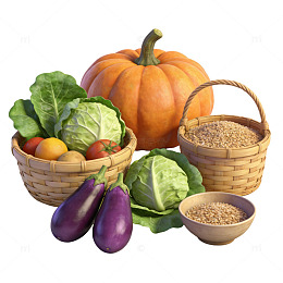 田园风新鲜蔬果食材插画