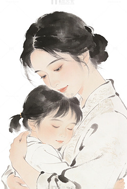 手绘 国风 质感 母亲节 水墨