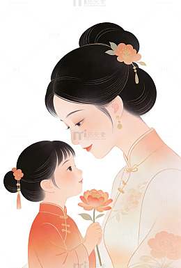 手绘 国风 质感 母亲节 笔触