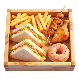 快餐木盒美食组合图