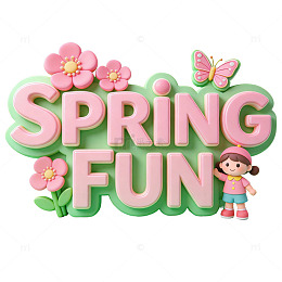 卡通春天欢乐插画