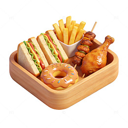 西式快餐美食组合插画