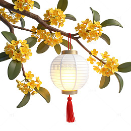 中秋桂花灯笼插画设计