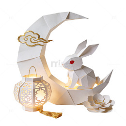 中秋月圆折纸兔灯笼装饰