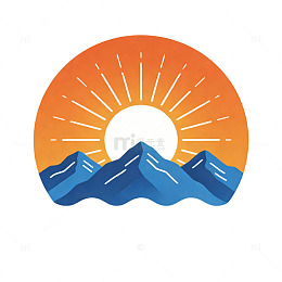 日落山峦矢量插画