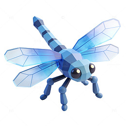 蓝绿几何蜻蜓三维模型