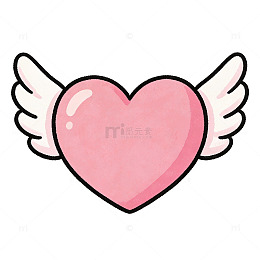 卡通爱心翅膀插画