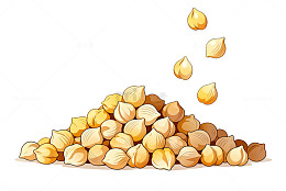 卡通鹰嘴豆坚果堆插图