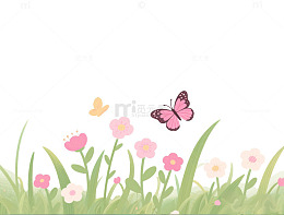 春日草地花蝶图