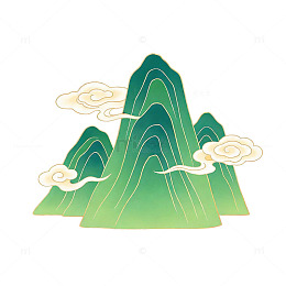 古风山水画矢量图形设计素材