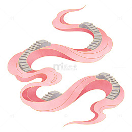 粉彩波浪形楼梯设计图案