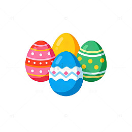 多彩复活节彩蛋插画设计素材